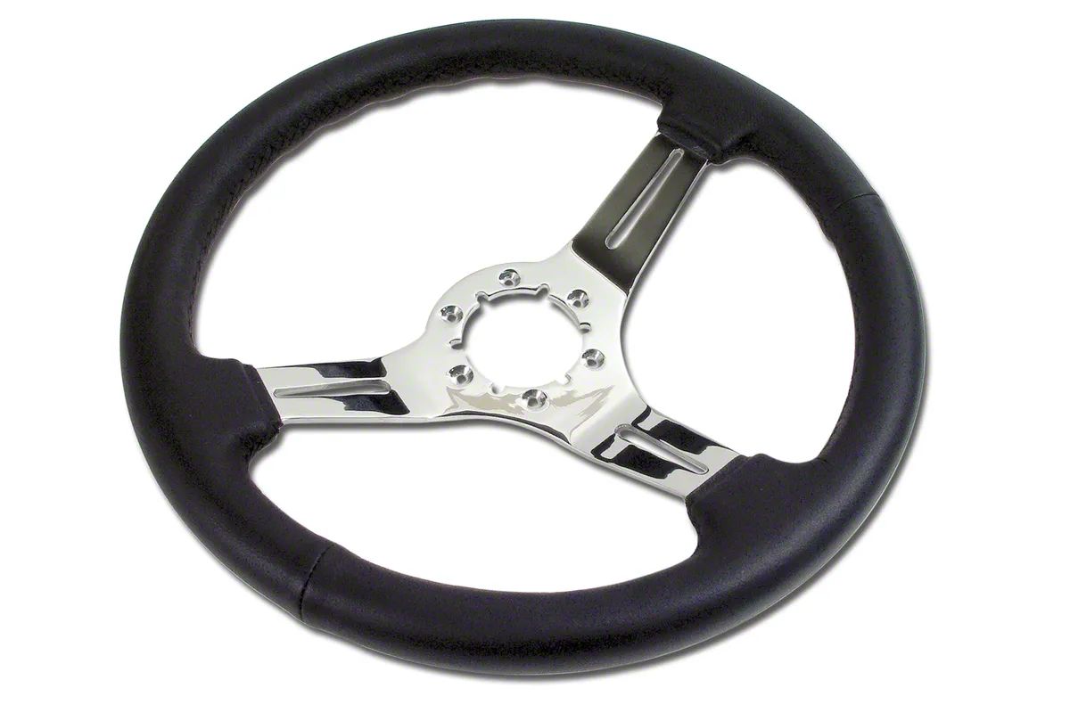 Ca Ecklers Leather Steering Wheel With Chrome Spokes Black St