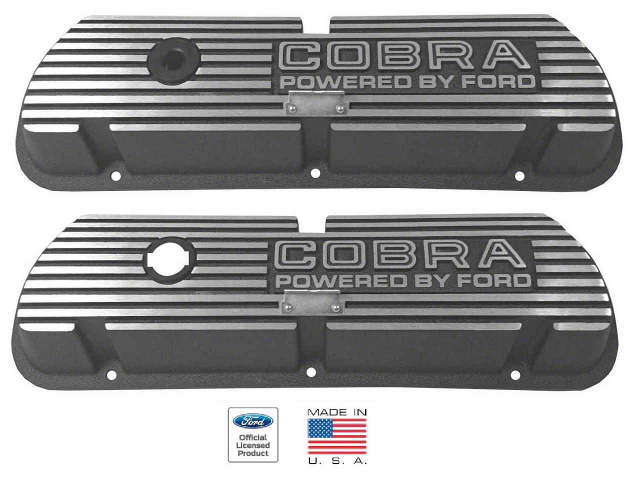 Ecklers Cobra Valve Covers Outline Letters Black Satin Wrinkle Finish