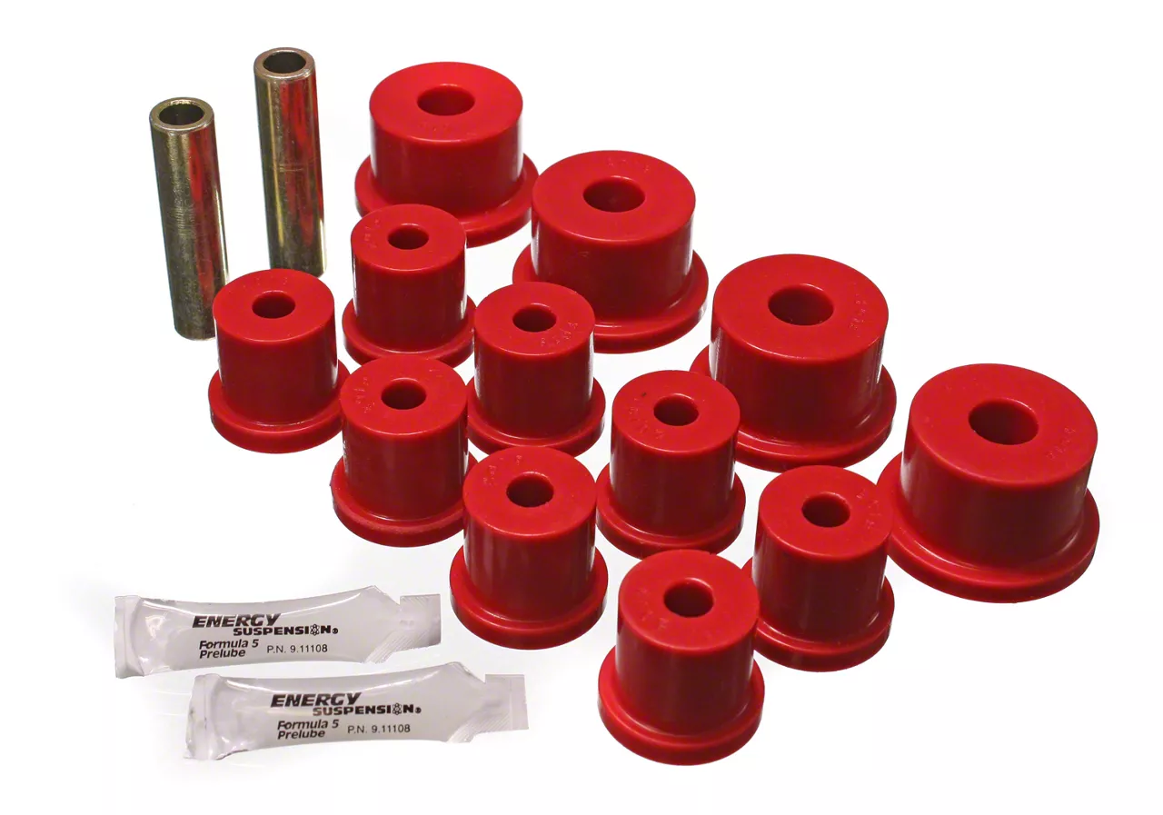 Ecklers Rear Leaf Spring Bushings With Inch Shackle Bolts Red