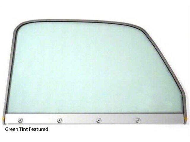 1947-1950 Chevy-GMC Truck Door Glass Assembly With Chrome Frame-Green Tinted Glass, Left