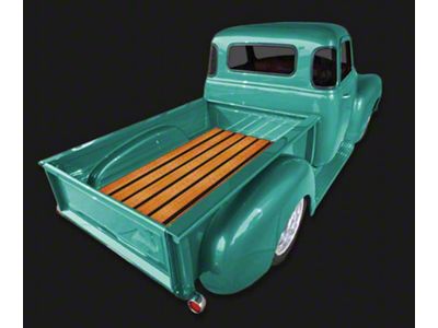 1947-1951E Chevy-GMC Long Stepside BedWoodX Kit with Prefinished Red Oak, Polished Stainless Steel Strips And Polished Stainless Steel Hardware