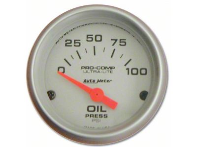 Auto Meter Ultra-Lite Series 2-1/16-Inch Oil Pressure Gauge; 0-100 PSI