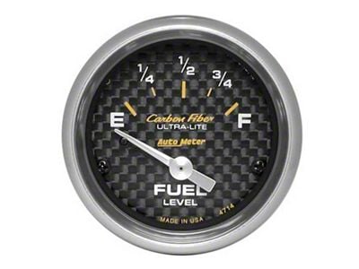 Auto Meter Carbon Fiber Series 2-1/16-Inch Fuel Level Gauge; 0 ohm Empty to 90 ohm Full