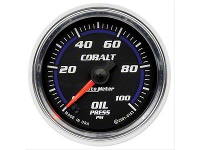 Auto Meter Cobalt Series 2-1/16-Inch Oil Pressure Gauge; 0-100 PSI; Digital Stepper Motor