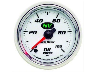 Auto Meter NV Series 2-1/16-Inch Oil Pressure Gauge; 0-100 PSI; Digital Stepper Motor