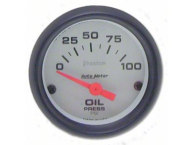 Auto Meter Phantom Series 2-1/16-Inch Oil Pressure Gauge; 0-100 PSI