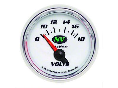 Auto Meter NV Series 2-1/16-Inch Voltmeter Gauge; 8-18V