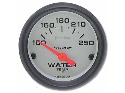 Auto Meter Phantom Series 2-1/16-Inch Water Temperature Gauge; 100-250 Fahrenheit