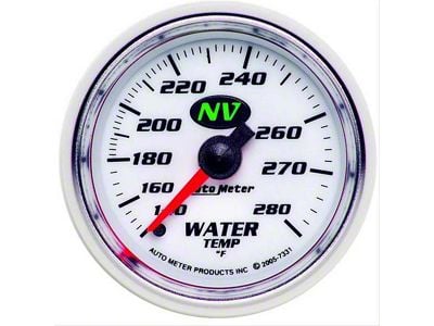 Auto Meter NV Series 2-1/16-Inch Water Temperature Gauge; 140-280 Fahrenheit; Mechanical