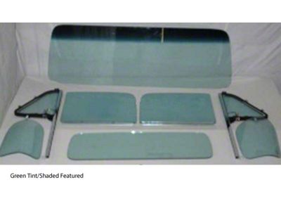 1954 Chevy-GMC Truck Glass Kit With Vent Window Assemblies With Posts, Door Glass In Channel, Small Back Glass-Grey Tint With Shade Band