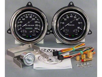 1954 Chevrolet Truck New Vintage USA 1940 Series 2 Gauge Kit - 3 in 1 Gauges - Programmable 140 MPH Speedometer with Oil Pressure / Water Temp. - Tachometer with Battery and Fuel - Black