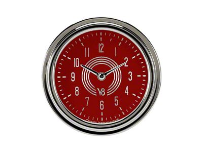 Classic Instruments 1955-1956 Chevy Classic Instruments Clock V8 Red Steelie, 2 5/8