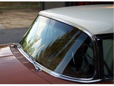 1955-1956 Chevy Windshield Smoke Tinted W/ Dark Gray Shade Band, Hardtop, Convertible, & Nomad