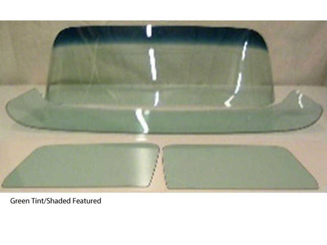 1955-1959 Chevy-GMC Truck Glass Kit, Deluxe/Large Back Glass, Vent Window Delete-Grey Tint With Shade Band