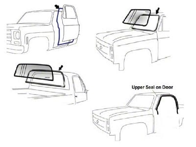 1955-59 Chevy-GMC Truck Basic Weather Strip Kit Trucks W/Trim