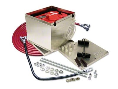 1958-1972 Chevy Single Trunk Mount Battery Relocator Kit, Aluminum Box With 1 Gauge Welded Battery Kit, Taylor 48204