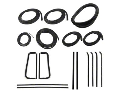 1960-1963 Chevy-GMC Truck Complete Weatherstrip Seal Kit - Models With Weatherstrip Trim Groove And Metal Framed Door Glass, Push-On Door Seals