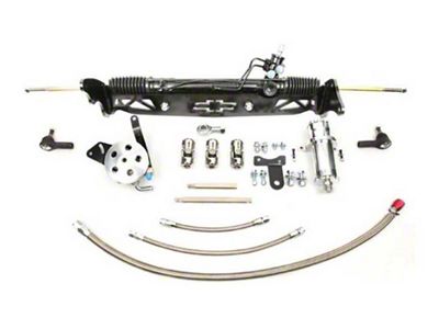 1960-1966 Chevy-GMC Truck Power Rack And Pinion Steering Kit, Drum Brakes, Double V-Belt With Stock Steering Column, Half-Ton 2WD