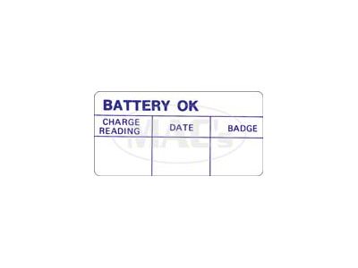 1961-1963 Ford Thunderbird Battery Test OK Decal