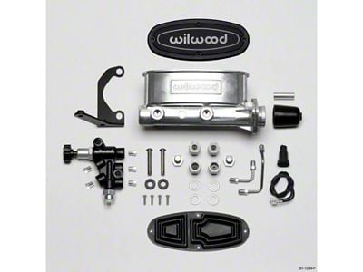 1962-1979 Nova Wilwood Master Cylinder Kit, Tandem, Ball Burnished Aluminum, with Bracket & Valve, 1.00 Bore