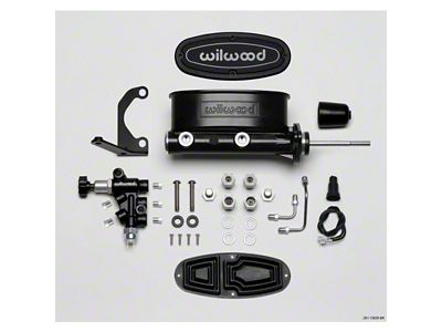 1962-1979 Nova Wilwood Master Cylinder Kit, Tandem, Black Electrocoated Aluminum, with Bracket & Valve, 15/16 Bore