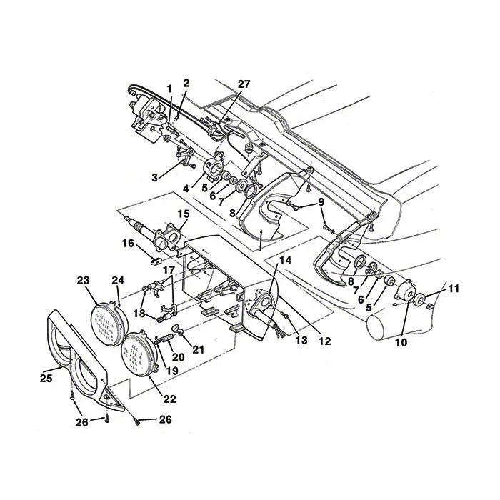 1963 Corvette Stingray Headlight Assembly Diagram