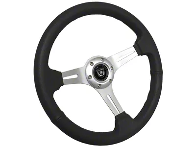 Ecklers S6 Sport 14-Inch Steering Wheel; Black Leather with