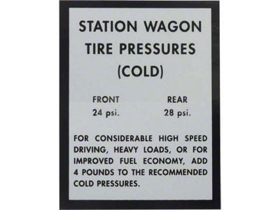 1963-64 Mercury Station Wagon Tire Pressure Decal