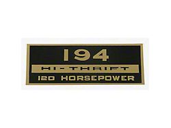1964-1966 Chevy Truck Valve Cover Decal, 194 Hi-Thrift, 120 Hp