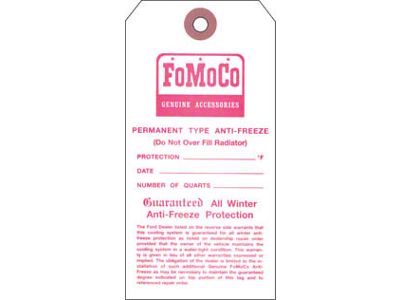 1964-1966 Mustang FoMoCo Antifreeze Tag