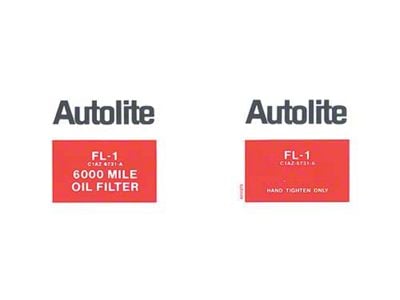 1964-1970 Mustang Autolite FL-1 Oil Filter Decal
