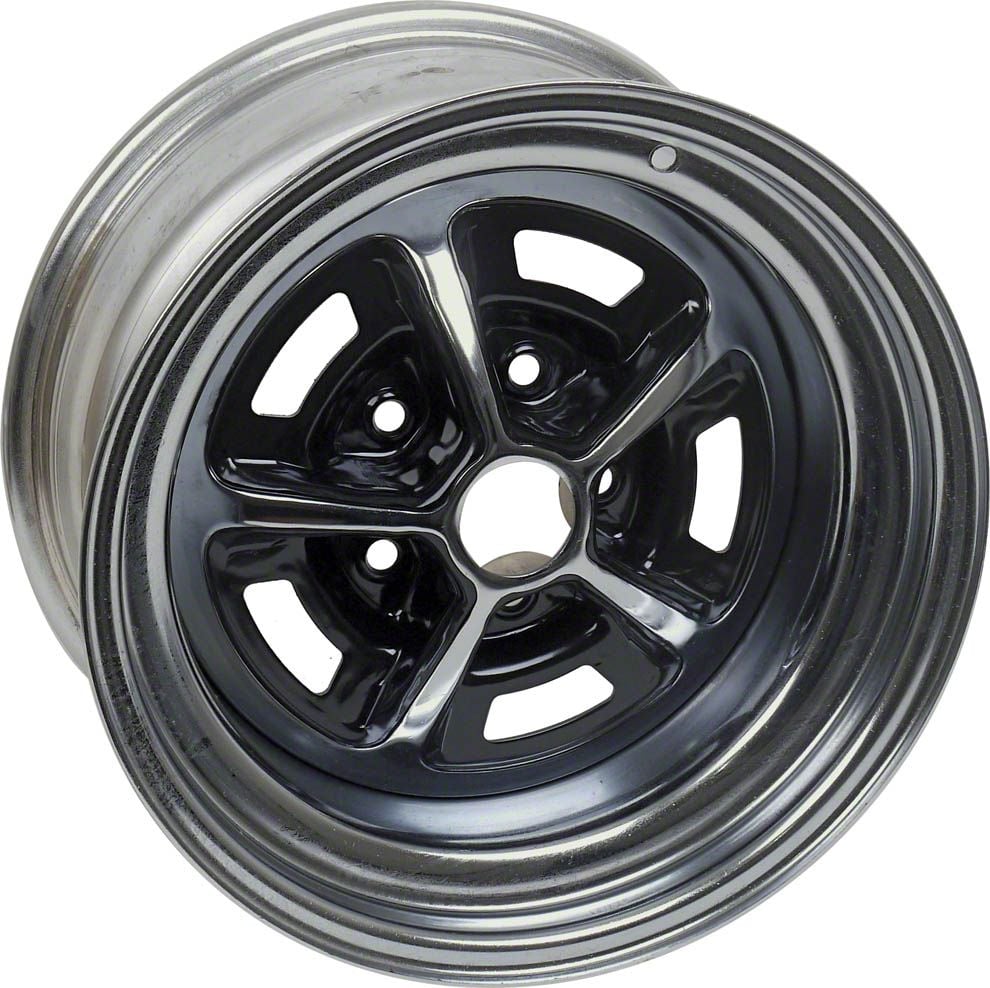 Scott Drake Magnum 500 Black/Chrome Wheel; 15x7; 19mm Offset (64-73 Mustang)