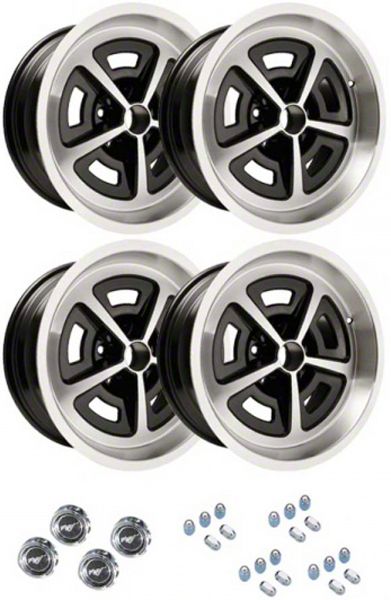 Scott Drake Ecklers Magnum 500 Black/Chrome Wheel; 15x7; 19mm Offset  D1ZZ-1007-AR (64-73 Mustang)