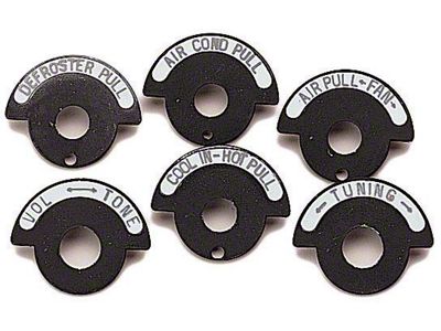 1964 Corvette Dash Knob Indicator Bezels For Cars With Air Conditioning.