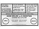 1964 Ford Thunderbird Service Specification Decal