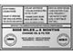 1964 Ford Thunderbird Service Specification Decal