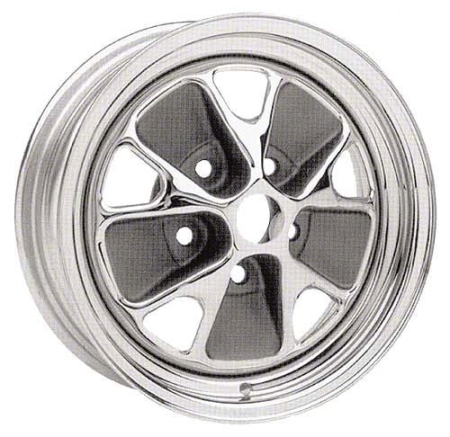 Ecklers 1964 Mustang 14 x 5 Styled Steel Wheel, Chrome with Argent Paint