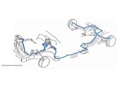 1964 Oldsmobile Cutlass/442/F85 Convertible Manual Drum Brake Line Set 6pc, OE Steel