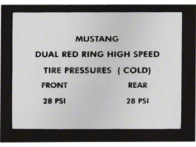 1965-1966 Mustang Red Ring Tire Pressure Decal