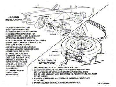 1965 Mustang Jack Instruction Decal