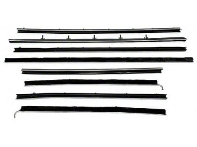 1966-1967 Chevelle Window Felt Kit - 2 Door Hardtop - Round Stainless Steel Bead