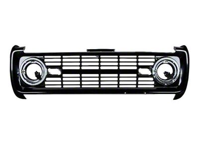 1966-1977 Ford Bronco Grille Assembly - Black - Without Letters