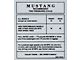 1966 Mustang Glove Box Tire Pressure Decal