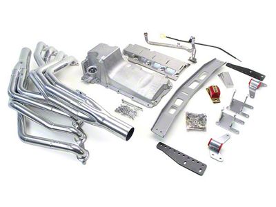 LS Conversion Install Kit with Headers; Low Mount (67-69 Camaro w/ A/C)