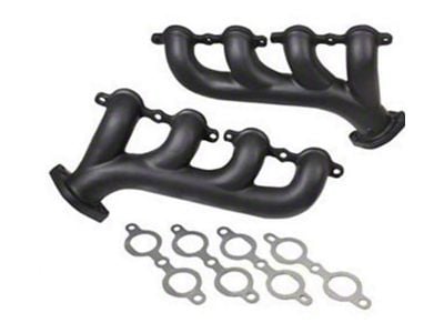 1967-1969 Camaro Rear Dump Cast Iron LS Exhaust Manifolds, Black