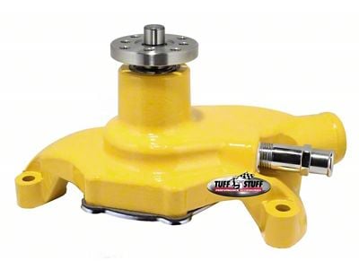 1967-1971 Chevrolet Camaro Platinum SuperCool Water Pump; 5.625 in. Hub Height; 5/8 in. Pilot; Short; Aluminum Casting; Yellow Powdercoat w/Chrome Accents; 1394NCYELLOW