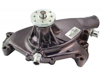 1967-1972 Chevrolet Camaro Platinum SuperCool Water Pump; 5.750 in. Hub Height; 5/8 in. Pilot; Short; Flat Smooth Top And 2 Threaded Water Ports; Black Chrome; 1495NA7