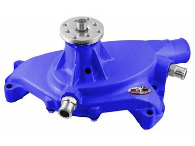 1967-1972 Chevrolet Camaro SuperCool Water Pump; 5.750 in. Hub Height; 5/8 in. Pilot; Short; 2 Threaded Water Ports; Blue Powdercoat w/Chrome Accents; 1494NCBLUE