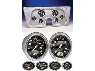 1967-1972 Chevy-GMC Truck Complete 6 Gauge Panel with Carbon Fiber Gauges, Brushed Aluminum