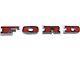 1967-1977 Grille Letter Set - FORD - Chrome - Red Plastic Inlay On Each Letter - Ford Bronco